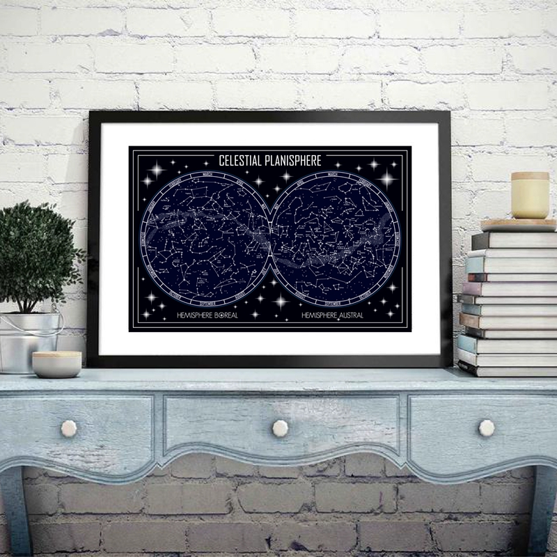 Star Map Poster - Mappa del planisfero celeste Stampe su